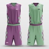 Purple&Green Blocks Sublimated Basketball Set
