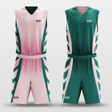 Pink&Dark Green Classic48 Sublimated Basketball Set