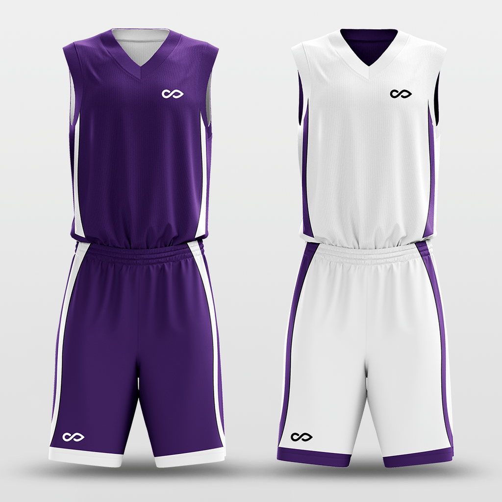 White&Purple Classic20 Sublimated Basketball Set