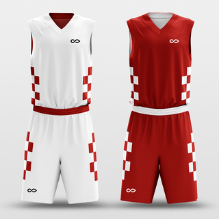 Red&White Blocks Sublimated Basketball Set