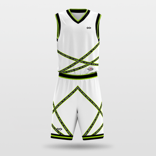 Green&White Stripe Fission Customized Basketball Set