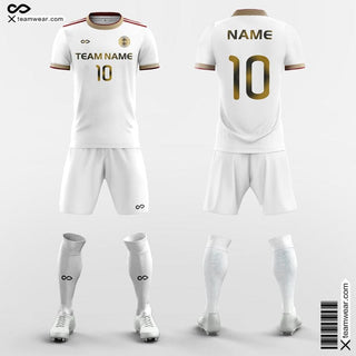 White and Gold Soccer Jerseys Kit