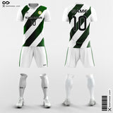 Custom Soccer Kits Diagonal Stripes Green and White