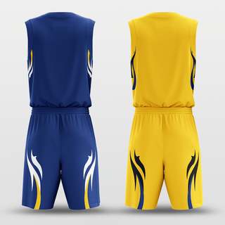 Blue&Yellow Shadow Flame Reversible Basketball Set