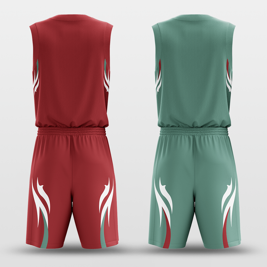 Red&Green Shadow Flame Reversible Basketball Set