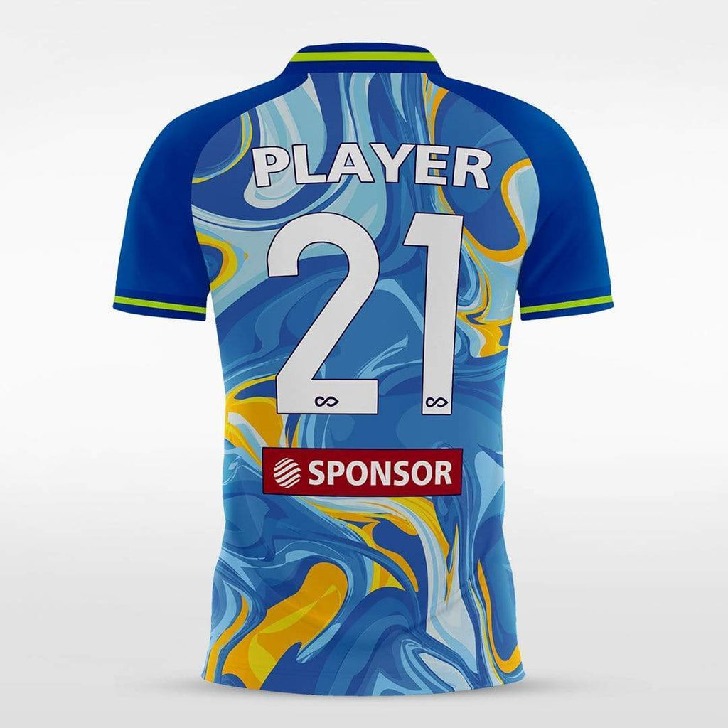 Custom Blue and Yellow Men's Sublimated Soccer Jersey