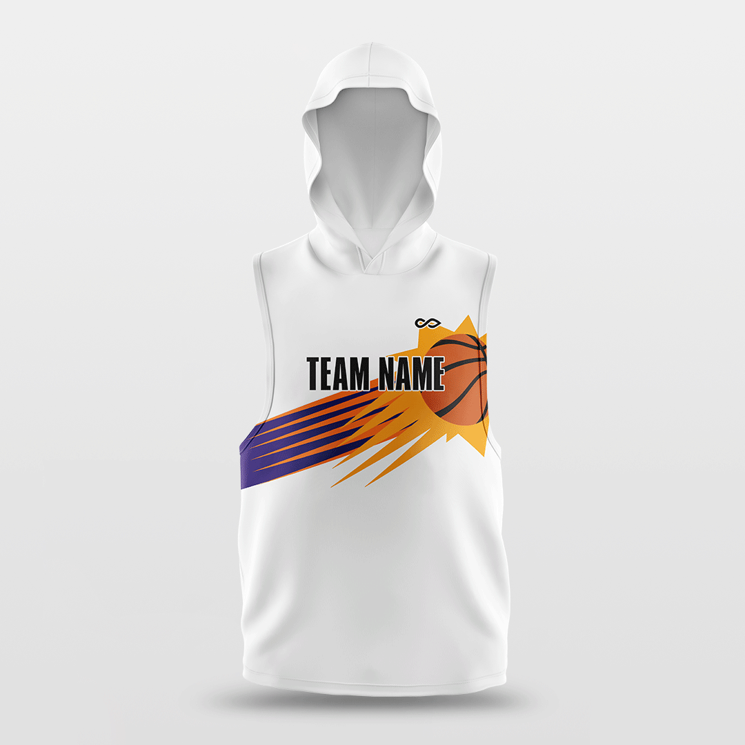 Sun Fire Customized Basketball Sleeveless Hoodies Design XTeamwear