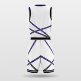 Blue&White Stripe Fission Customized Basketball Set
