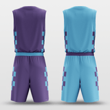 Purple&Blue Blocks Reversible Basketball Set