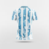 Custom White & Blue Kid's Sublimated Soccer Jersey