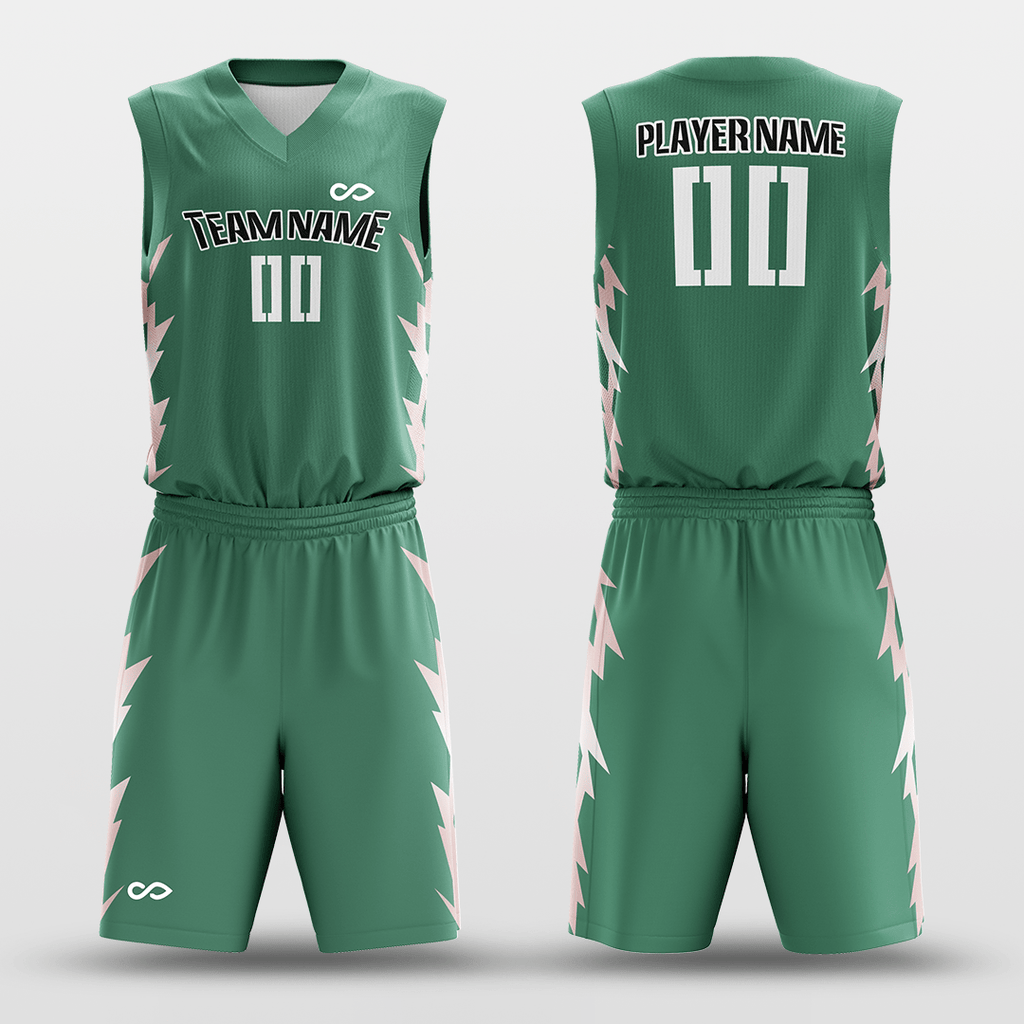 Green Spark Sublimated Basketball Uniform