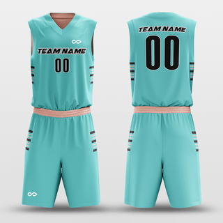 Cyan&Light Pink Customized Classic49 Reversible Basketball Set