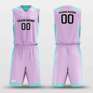 Purple&Cyan Customized Field Reversible Basketball Set