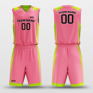 Fluorescent Green&White Customized Field Reversible Basketball Set