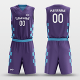 Purple&Blue Customized Blocks Reversible Basketball Set