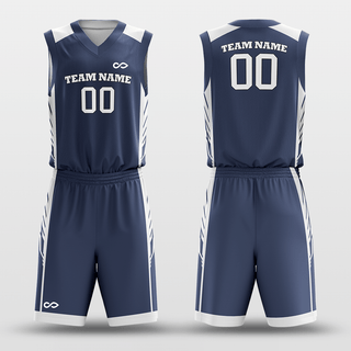 Navy&White Customized Field Reversible Basketball Set