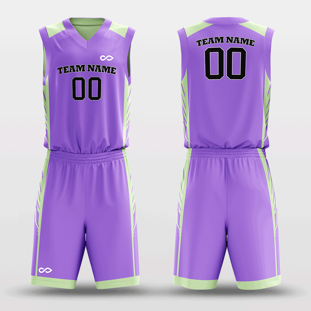 Purple&Green Customized Field Reversible Basketball Set