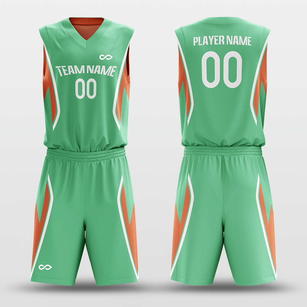 Green & Orange Customized Plume Reversible Basketball Set