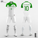 Green and White Men Custom Soccer Uniforms