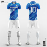 Sublimation Printing Custom Soccer Kits Short Sleeve Blue