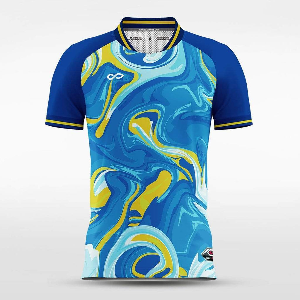 Custom Blue and Yellow Men's Soccer Jersey