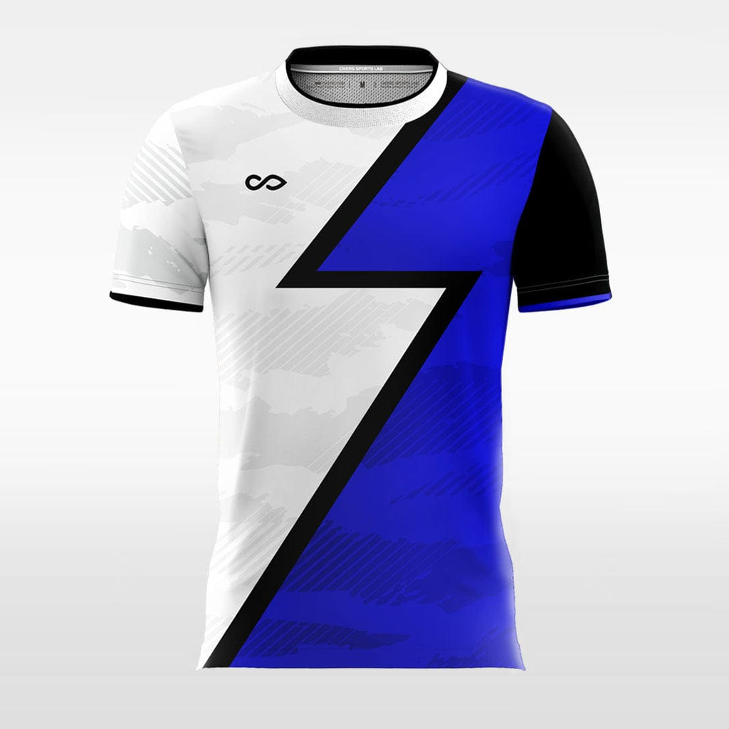 Custom White and Blue Men's Soccer Jersey
