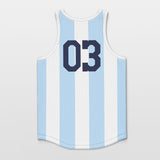 White and Blue Basketball Jersey Stripe