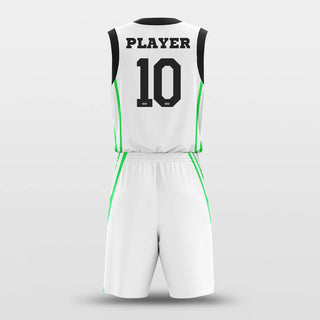 white and green basketball uniform set