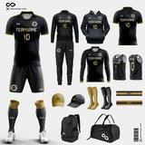 Black Soccer Uniforms Kit