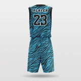Blue Zebra Print Basketball Jersey Set