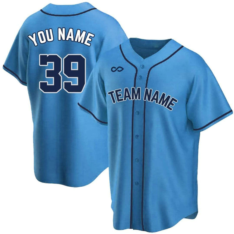 Custom Name Blue Light Blue White Split Fashion Baseball Jerseys Shirt -  Freedomdesign
