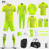 Fluorescent Green Soccer Jerseys Kit for League