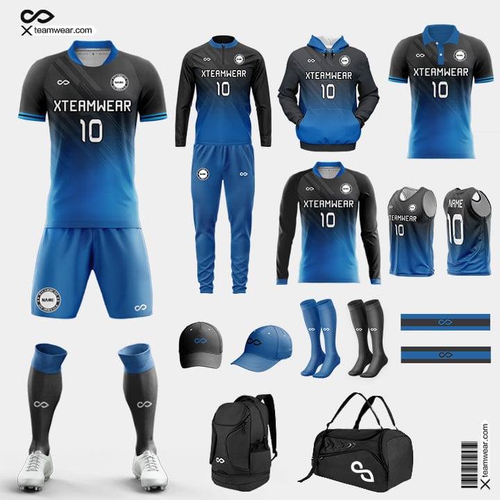 Gradient Blue Soccer Uniforms Kit