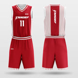 Red Striped Basketball Jersey Set for Kids