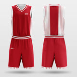 Kids Basketball Jersey Set Red Striped