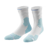 white and blue socks