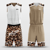 Leopard Sublimated Basketball Set Brown and White