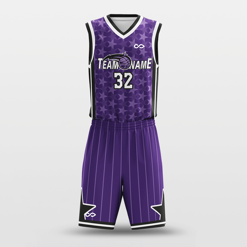 Geo Foliage' Dye Sub Basketball Jersey - Purple