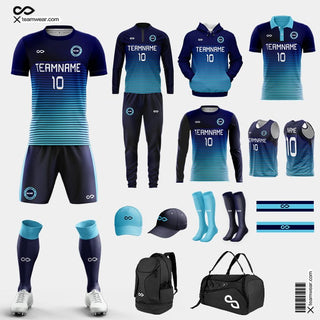 Pinstripe Soccer Uniforms Blue