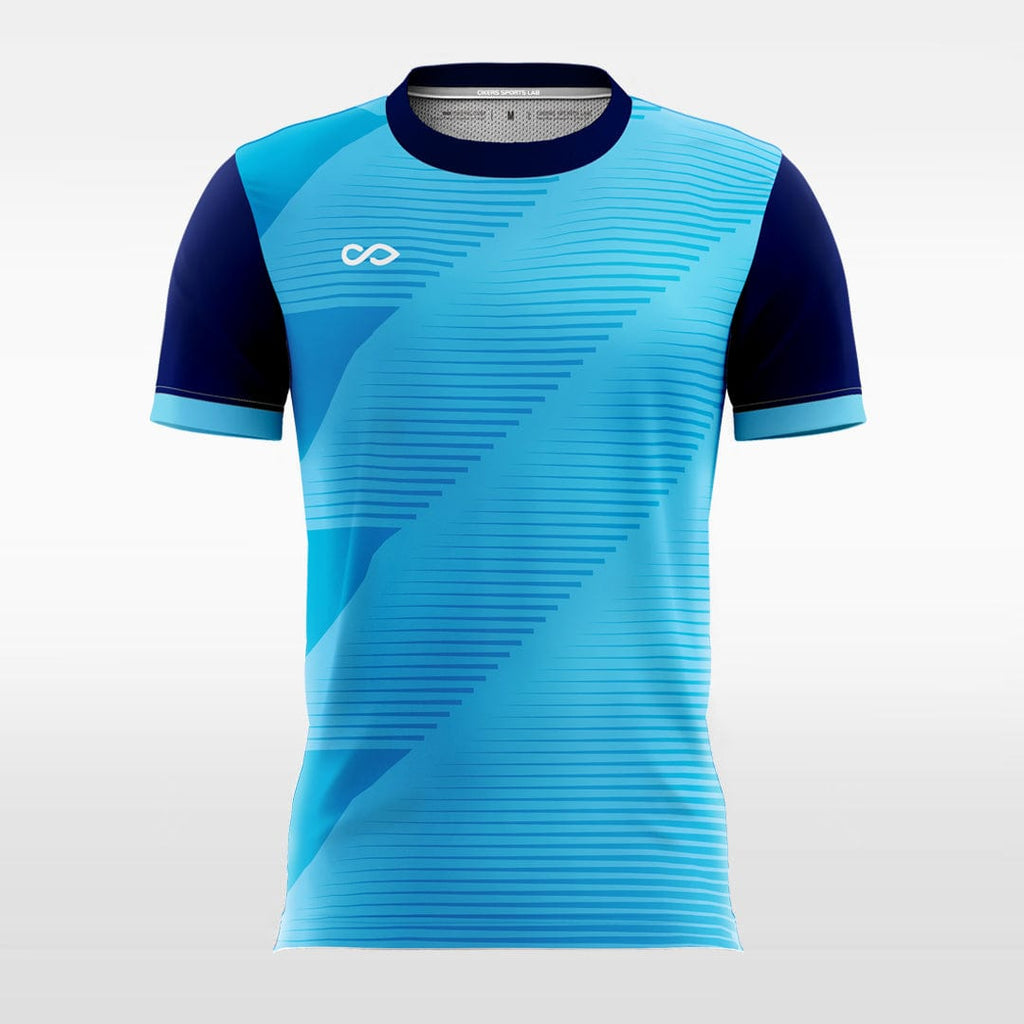 Customized Blue Stripe Sublimated Soccer Jersey