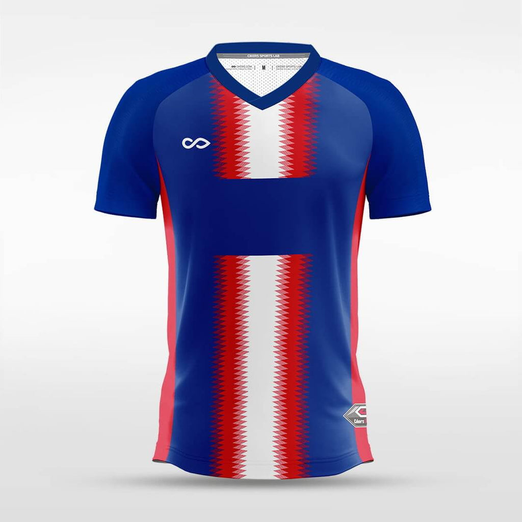 blue and red soccer jerseys
