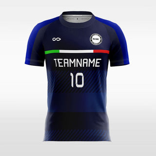 Custom Navy Blue Stripe Sublimated Soccer Jersey Design