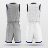 grey and white graphic basketball jersey set
