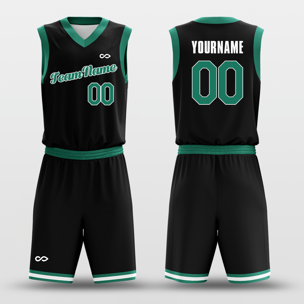 Black Green Custom Basketball Jersey Design for Team XTeamwear