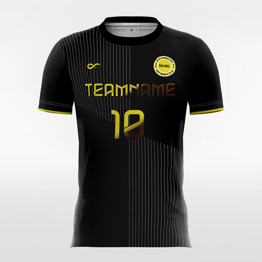 Custom Black Black-Gold Sublimation Soccer Uniform Jersey Free
