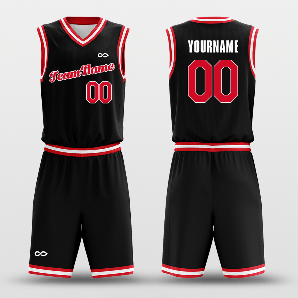 Black Red White Custom Basketball Jersey Design for Team XTeamwear