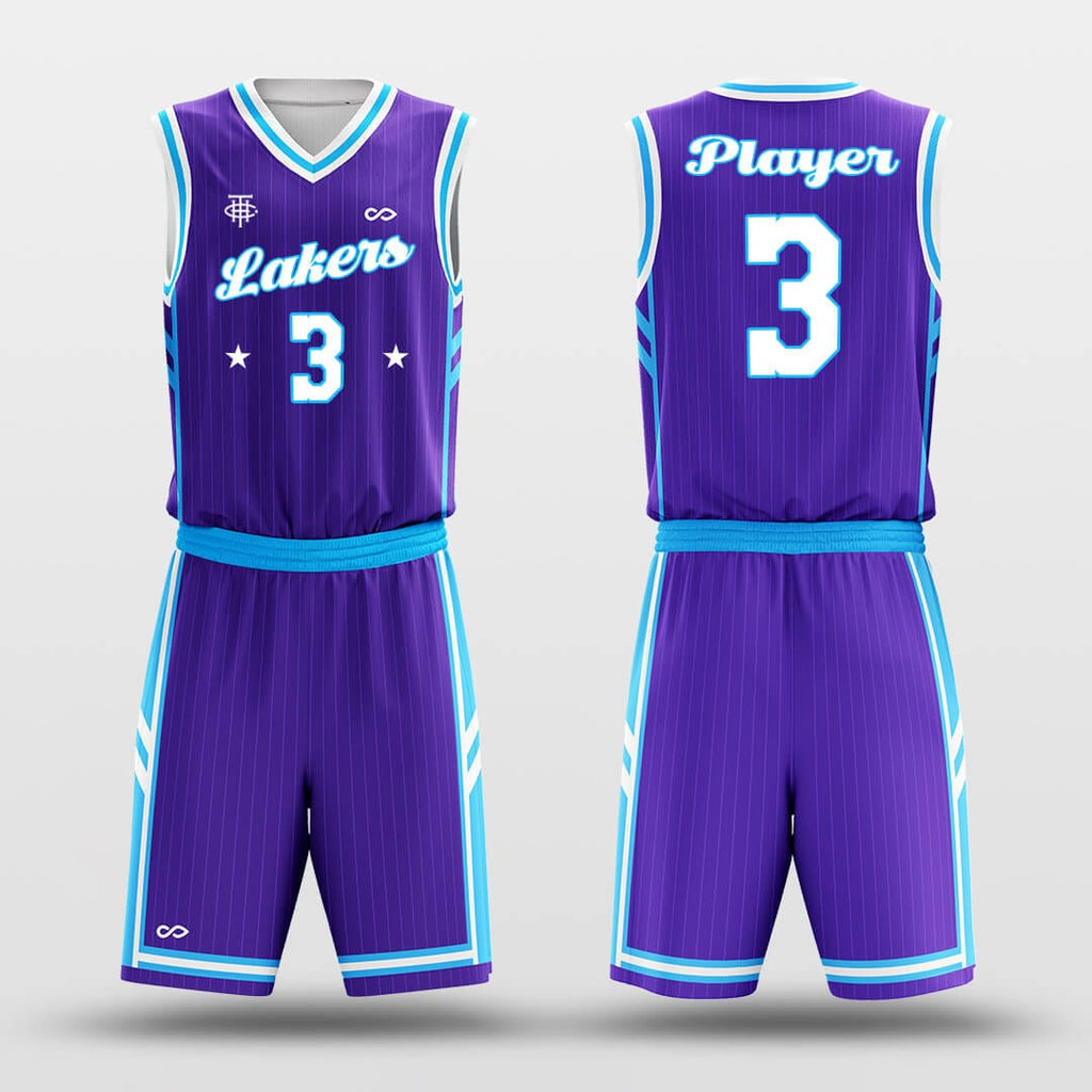 Wheel - Custom Sublimated Basketball Jersey Set Purple Stripe-XTeamwear