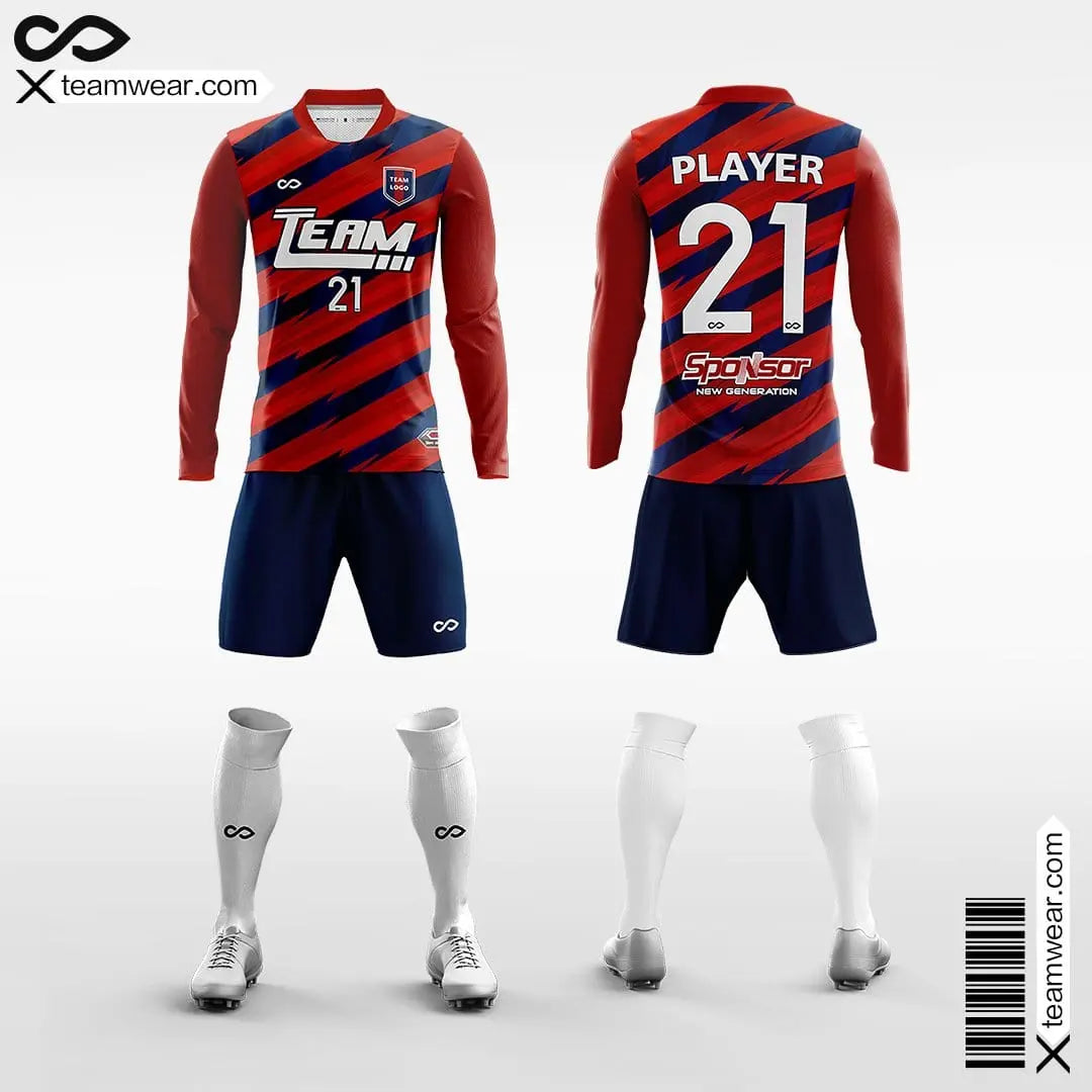 Cikers Sports 非黑五 Red / S Thorn - Men's Sublimated Long Sleeve Football Kit