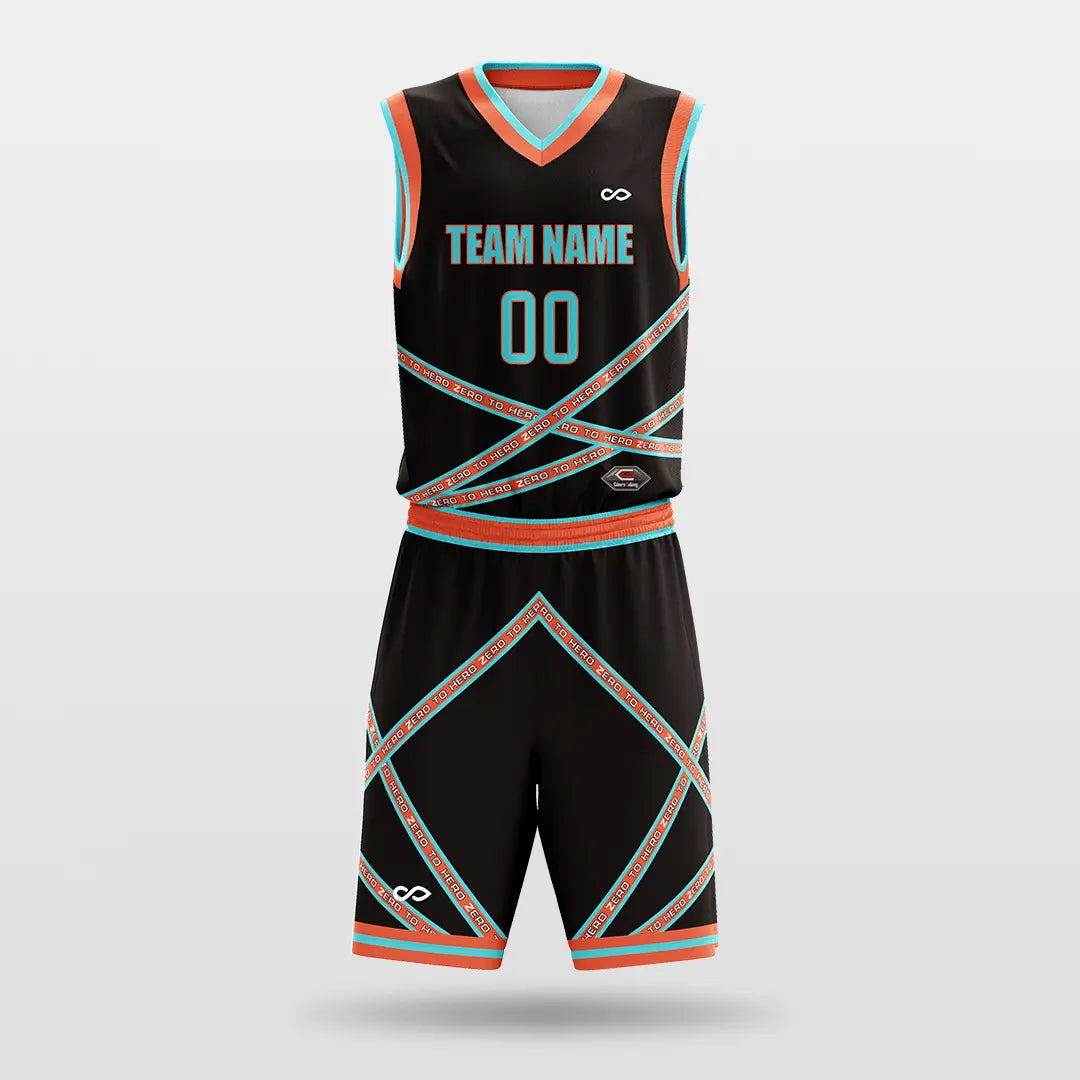 Cikers Sports Basketball Jersey Black and Orange / S Fission - Customized Sublimated Basketball Set