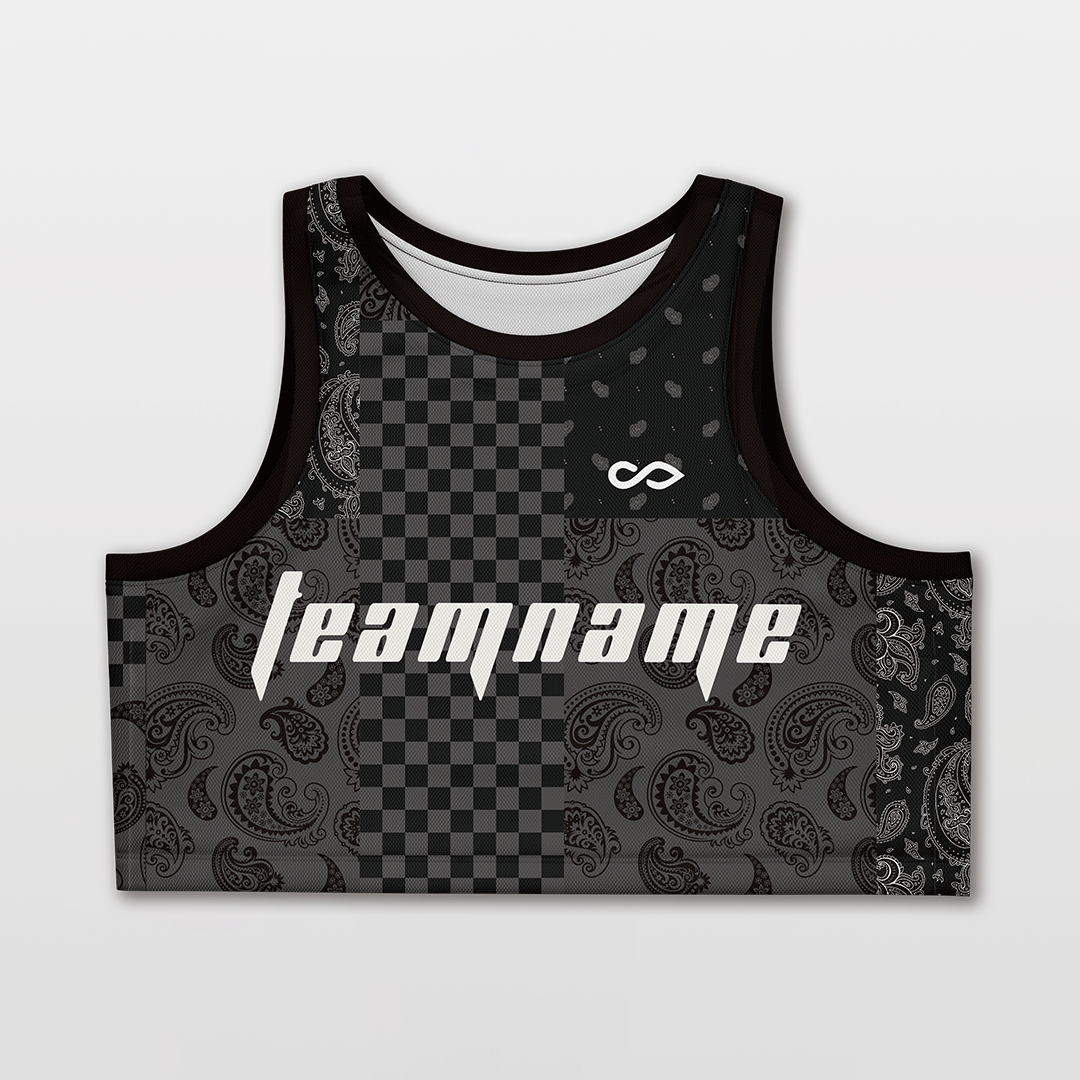 Cikers Sports Basketball Jersey Black / S Paisley - Customized Women's Loose Sleveless Workout Crop Tops